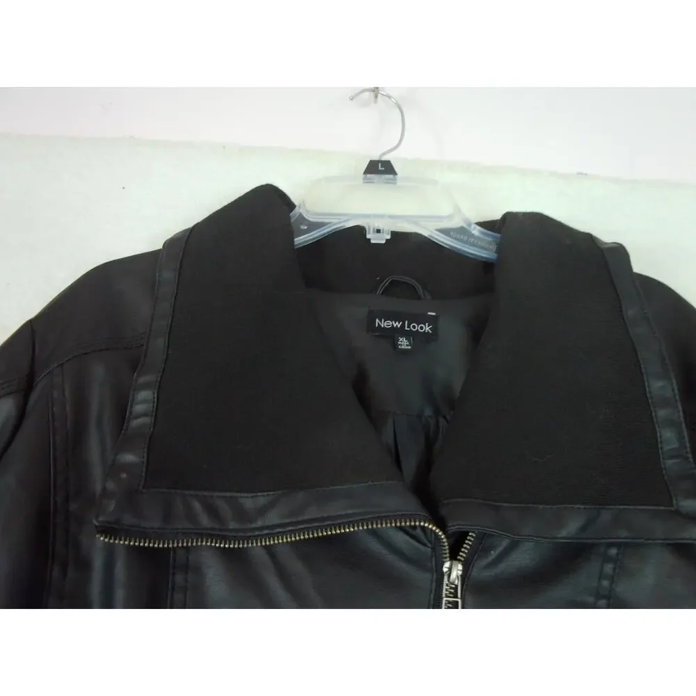 New Look Moto Faux Leather‎ Jacket Women's Size XL Black